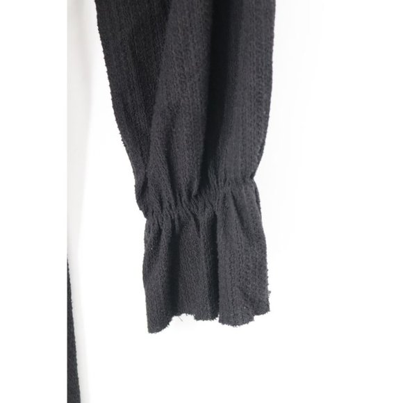 NWT Zara Women’s Size Medium Textured Dress Ruffles Black long sleeve 4215 - Picture 3 of 11